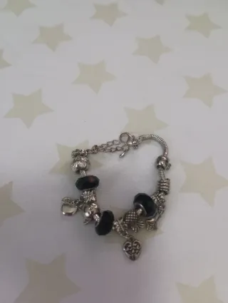 Pulsera estilo Pandora plata y negro