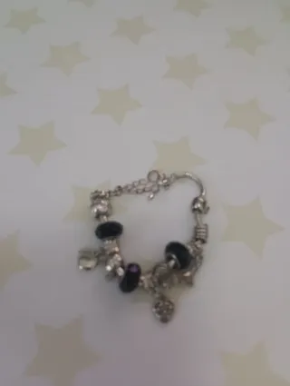 Pulsera estilo Pandora plata y negro