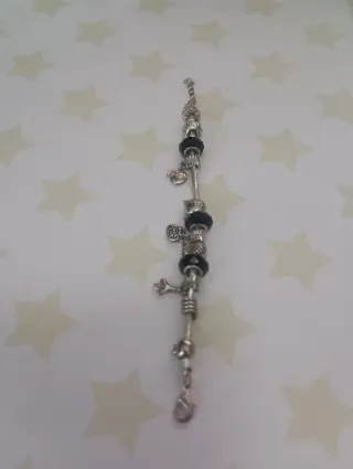 Pulsera estilo Pandora plata y negro