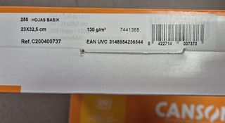 Lote Papel Dibujo Canson BASIK 130g/m²