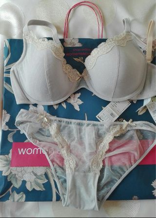 Conjunto lencería Women'secret Beige/Blanco