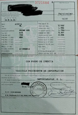 Caravana Adrià prima400 750kg