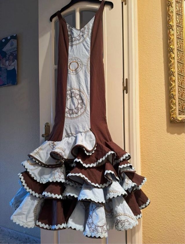 Traje de Flamenca Azul y Marrón