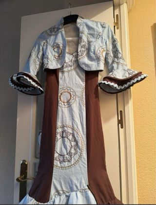 Traje de Flamenca Azul y Marrón