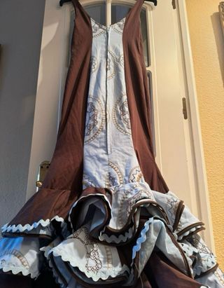 Traje de Flamenca Azul y Marrón