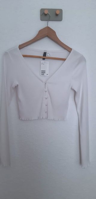 Top H&M manga larga blanco