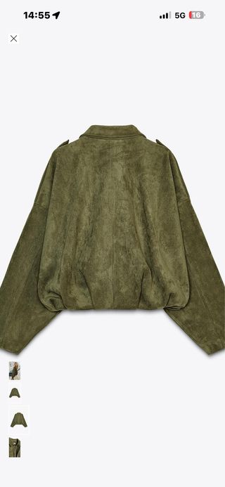 Chaqueta efecto ante verde