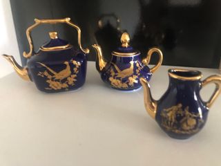 Juego de 3 teteras Limoges azules