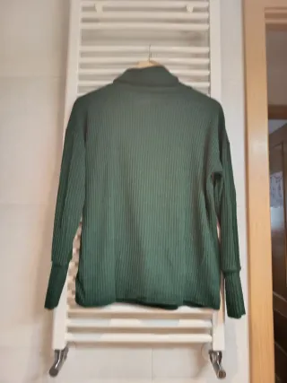 Jersey canalé fino verde mujer T:XL