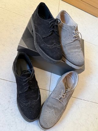 Scarpe inglesina donna eleganti nere e grigie