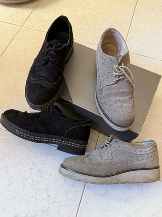 Scarpe inglesina donna eleganti nere e grigie