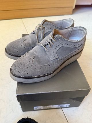 Scarpe inglesina donna eleganti nere e grigie