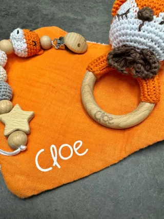 Set nascita Sonaglio + Bavaglino + Portaciuccio