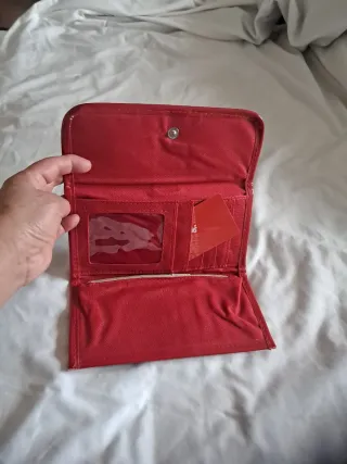 Billetera mujer beige y roja