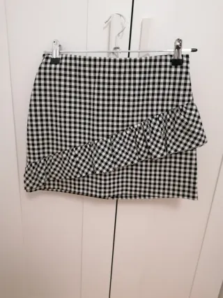 Falda cuadros blanco y negro talla S