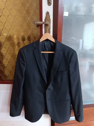 Americana Slim Fit Negra Talla M/50 y Pantalón 40