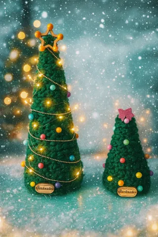 Decoração Natal Crochê Anjo C/ Base Madeira