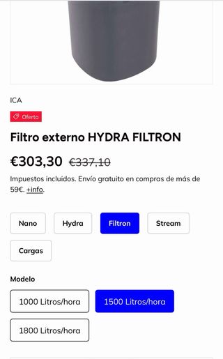 FILTRO ACUARIO HYDRA FILTRON 1500 + UV