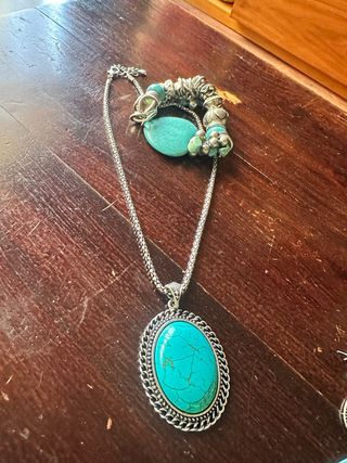 Conjunto Collar y Pulsera Turquesa Plata
