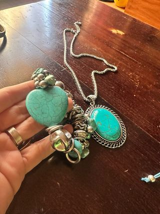 Conjunto Collar y Pulsera Turquesa Plata