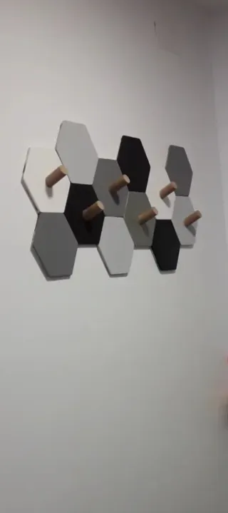 Perchero Pared Hexagonal Madera