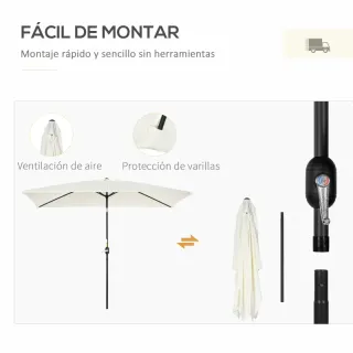 Ombrellone in Alluminio 200x300x253 cm - Crema