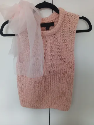 Jersey punto rosa con lazo