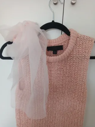 Jersey punto rosa con lazo