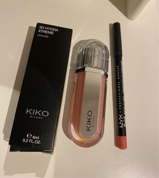 Kiko Milano 3D Hydra Xtreme Lipgloss y NYX Lip Lin