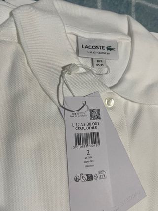 Polo Lacoste Blanco Talla XS Nuevo
