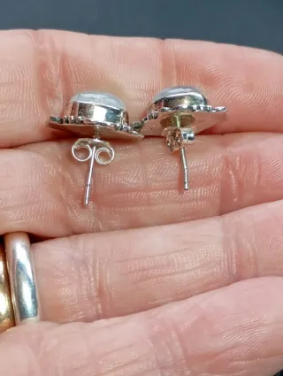 Pendientes Plata Ley Luna Piedra