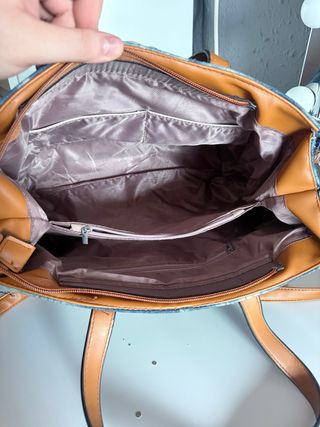 Bolso vaquero con flecos y asas de cuero