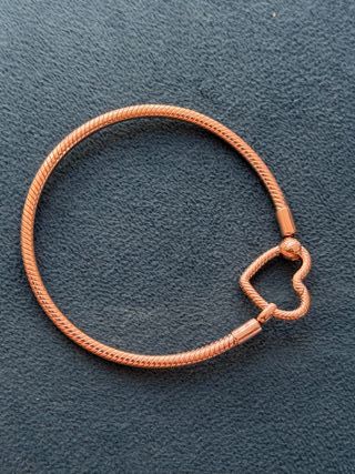 Pulsera Pandora Cierre Corazón Baño Oro Rosa