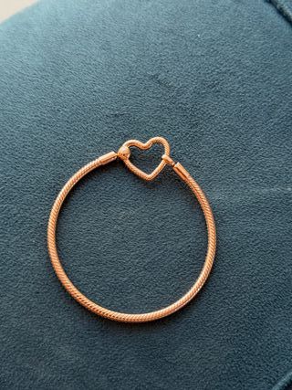 Pulsera Pandora Cierre Corazón Baño Oro Rosa
