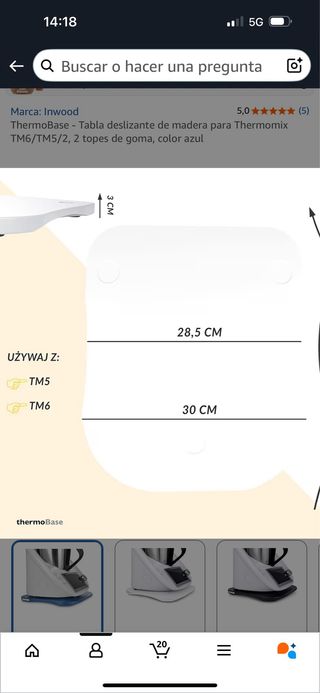 TABLA DESLIZANTE THERMOMIX 6 y 5. IMPECABLE!!!
