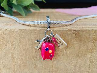 Charm Viaje Maleta Rosa - Plata