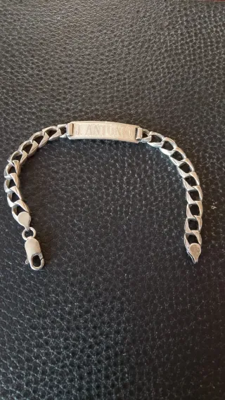 Pulsera esclava de plata grabada