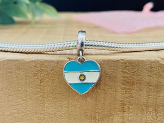 Charm Corazón Bandera Argentina - Plata