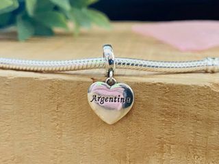 Charm Corazón Bandera Argentina - Plata