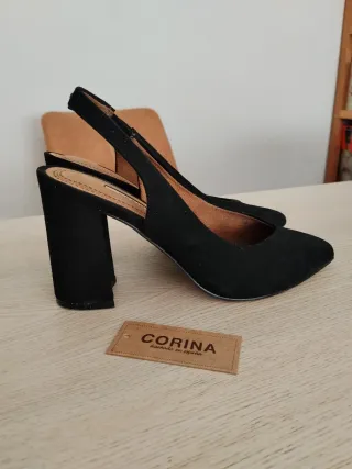 Zapatos CORINA Negro Terciopelo Destalonados tacón