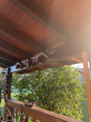 Pérgola de madera y cristali