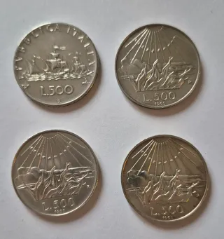 Lotto 4 monete 500 Lire Argento 1965