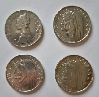 Lotto 4 monete 500 Lire Argento 1965