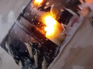 Cuscino Natale con Luci Renna e Candele