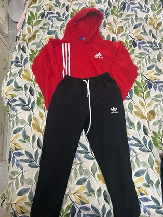 Chándal Adidas Niño Talla M Rojo y Negro