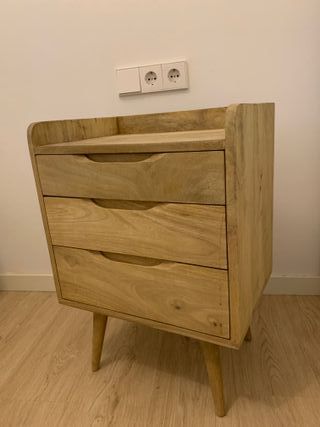 Comodino Maison du Monde Vintage in Legno di Mandorlo