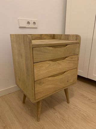 Comodino Maison du Monde Vintage in Legno di Mandorlo