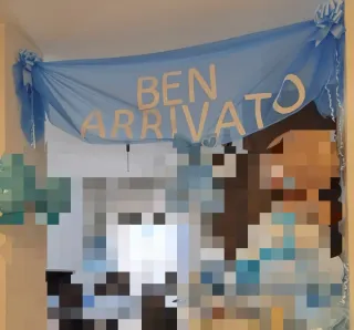 Cesto portabomboniere nascita azzurro