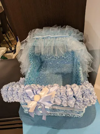 Cesto portabomboniere nascita azzurro