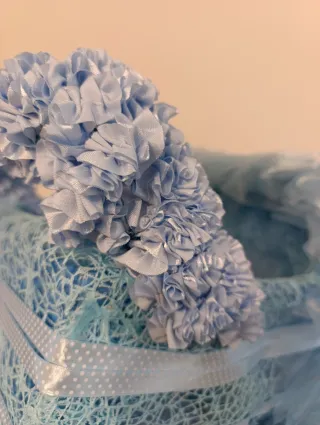 Cesto portabomboniere nascita azzurro